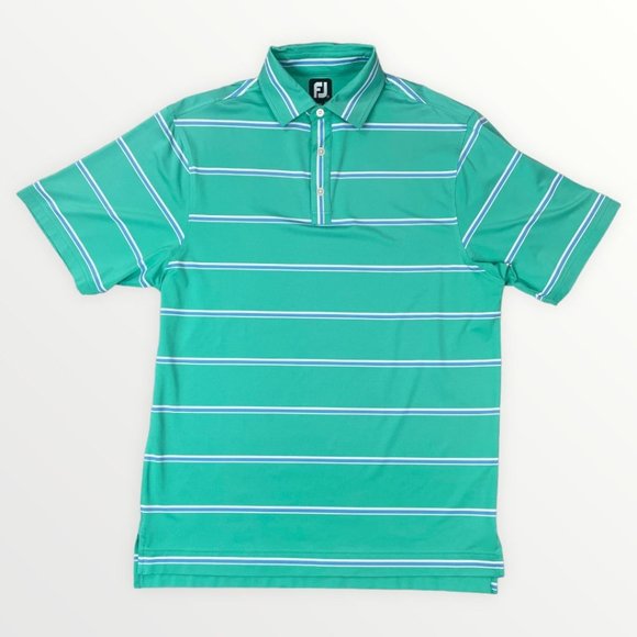 FootJoy Golf Men's Green Striped Performance Short Sleeve Polo Shirt Columbia CC